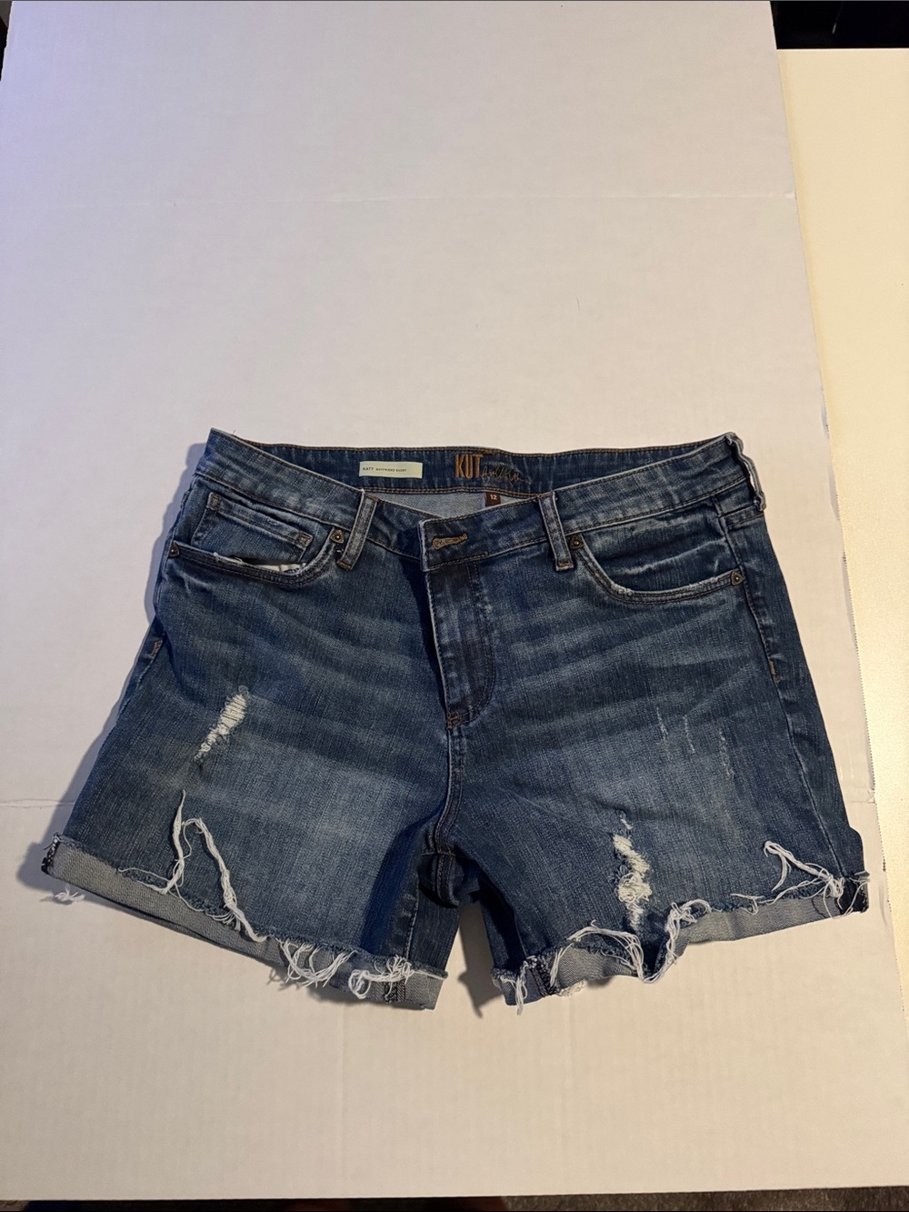 Kut from the Kloth Distressed Dark Blue Denim Cutoff Shorts
